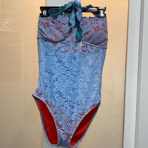 NEW One piece crochet blue swimsuit